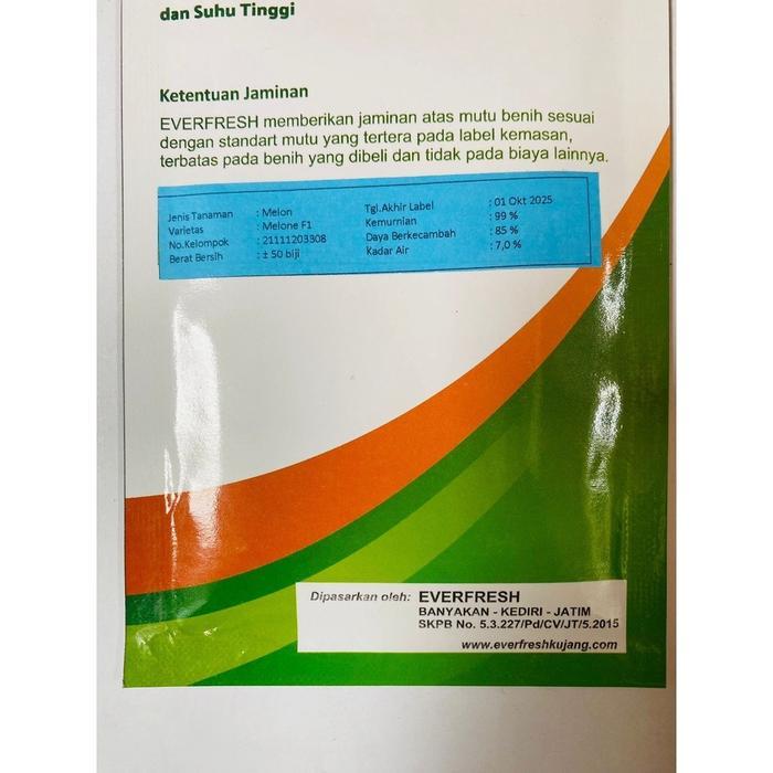 kemasan hemat 50biji benih bibit melon madu MELONE F1 dari cap kujang
