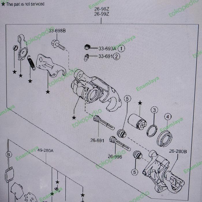 Mazda Genuine Parts kaliper belakang Mazda 6 GJ / GL Non EPB