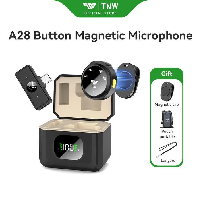Tnw A28 Wireless Microphone Lavalier Microphone Magnetic Clip On Mic Hp Plug & Play Microphone