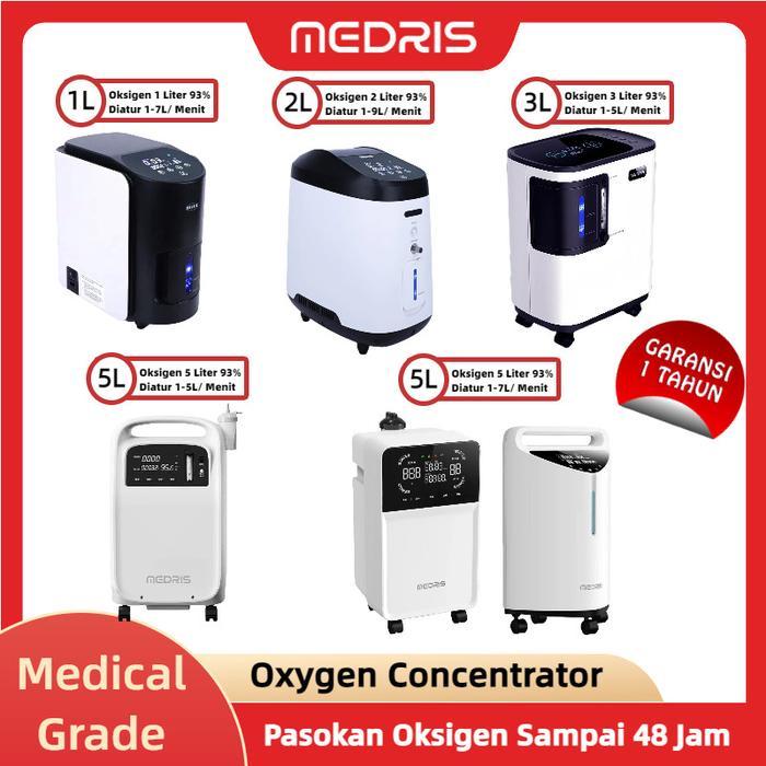 Ready MEDRIS Oxygen Concentrator 1L 2L 3L 5L 7L - Elektrik Pengganti Tabung Oksigen Konsentrator -
