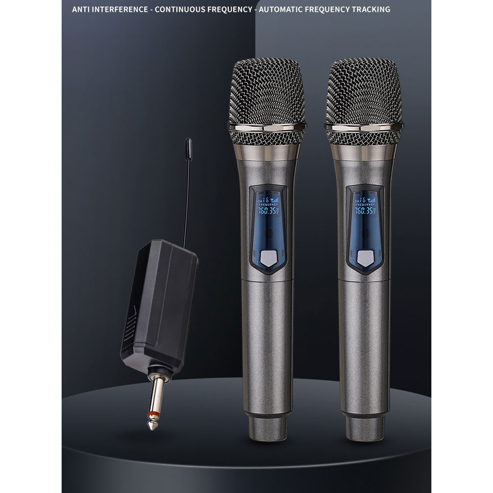. Wireless Microphone 2-Channel Uhf Professional Handheld Microphone -