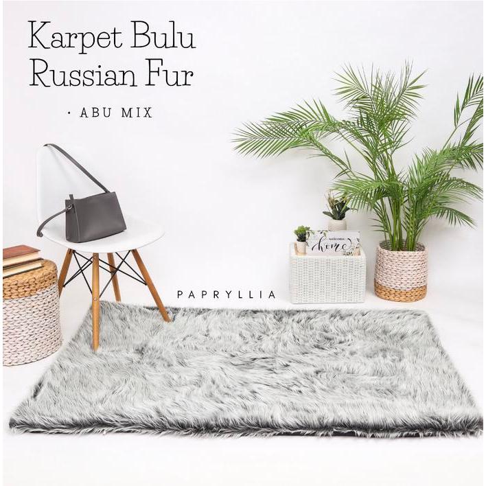 Karpet Bulu Korea Ukuran 100x150cm - Abu Abu ( Bawah Polos)