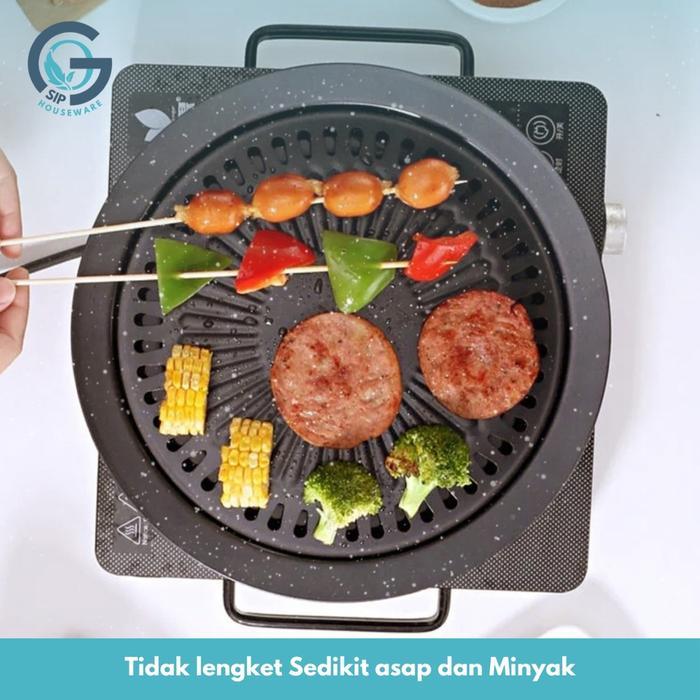GS - Pemanggang BBQ Ultra Grill Pan 32cm Portable / Alat Panggang Daging Bulat Kompor Ala Korea Anti