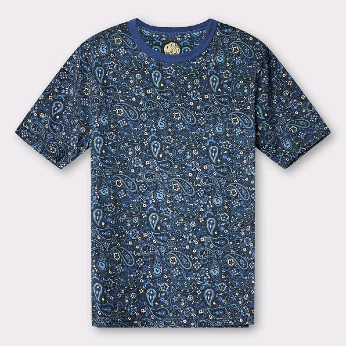 Pretty Green Paisley Lounge T-Shirt Navy Original