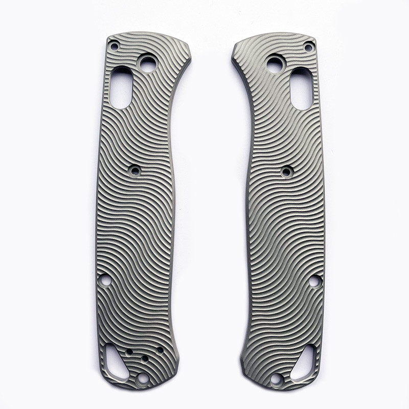 1Pr Titanium Alloy Handle Patch for Benchmade 535 Knife Lattice Texture Titanium Alloy Bugout 535