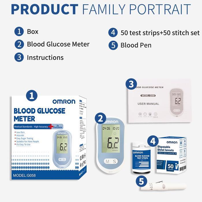 Omron Alat Cek Gula Darah Medical Tes Gula Darah Ood Glucose Meter(50 Strip)Strip Gula Darah