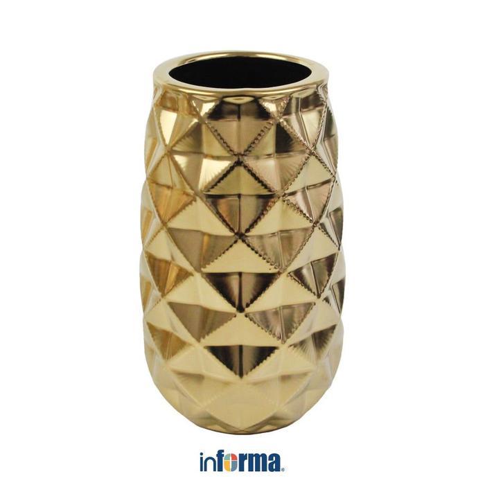 Informa Vas Keramik 24.5 Cm Origami - Gold Bunga Pot Pajangan Hiasan Dekorasi Ruangan