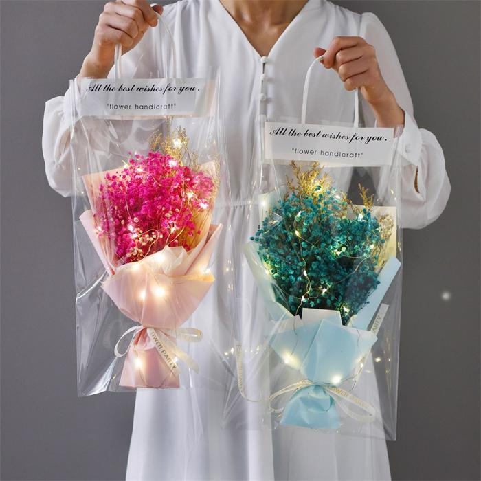 Plastik Buket Bunga Tas Kantung Transparan Ukuran S M L / Flower Bouquet Plastic Paper Bag Gift Kado