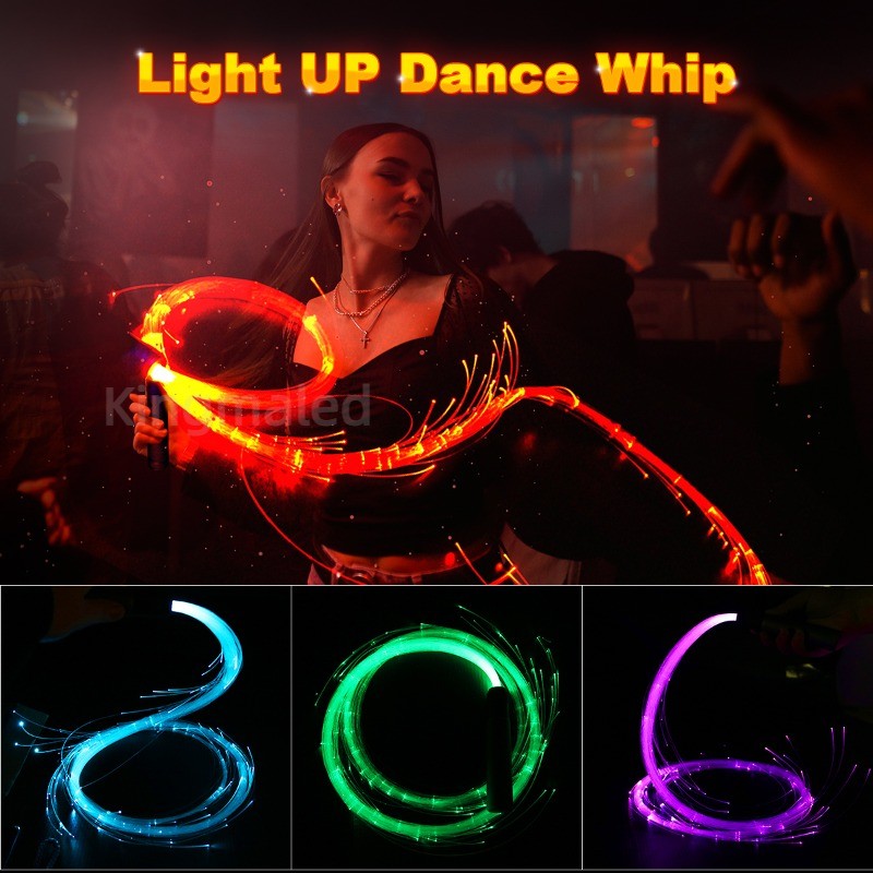 LED Fiber Optic Whip USB Rechargeable Light Up Optical Hand Rope PixelDance Whip Flow Toy Dance