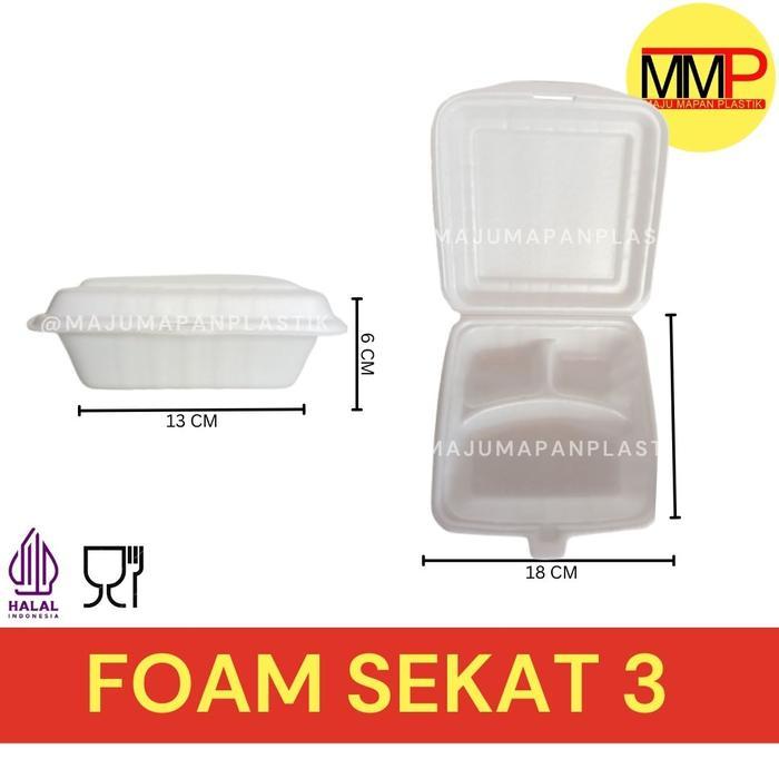 [100 Pcs] Sterofoam Sekat 3 / Sterofoam kotak makanan / Foam Makanan