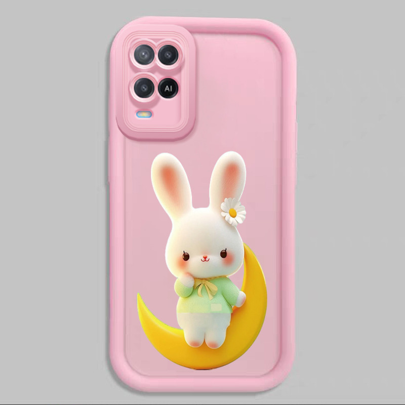 Casing Hp untuk OPPO A54 Case Kelinci Bulan Kasing silikon Cesing Softcase Backcase Kesing