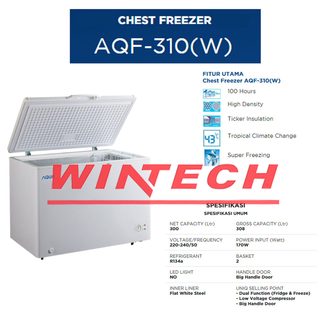AQUA AQF-310 (W) AQF-310(W) CHEST FREEZER - FREEZER BOX - PUTIH