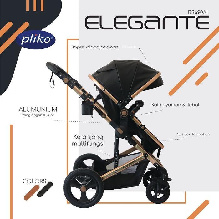 Pliko Elegante BS 690 AL Reversible Stroller Aluminium - ELEGANTE-BLACK, PLASTIC