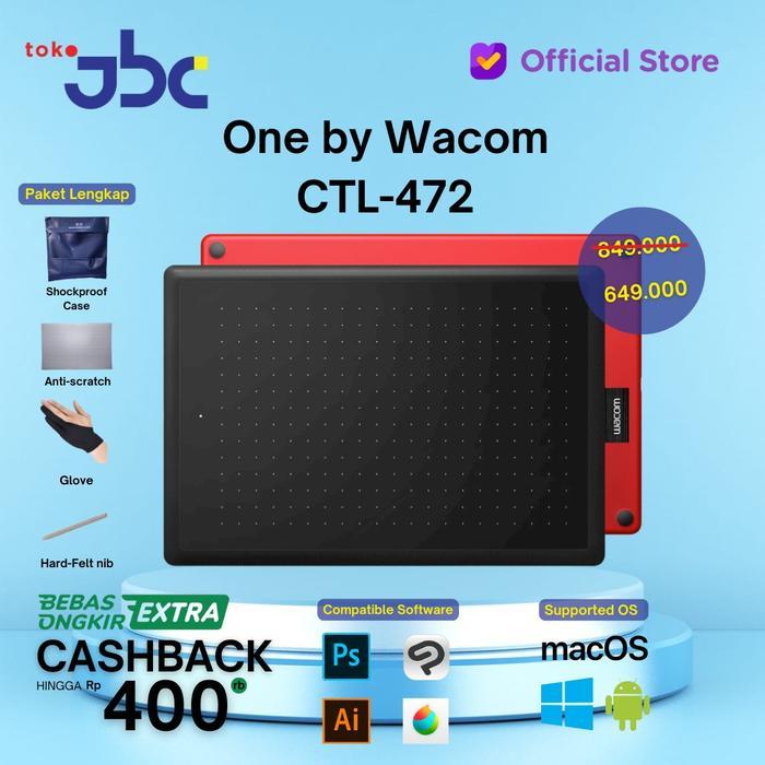Wacom One Small Ctl-472 Pentab Garansi Resmi Drawing Tablet