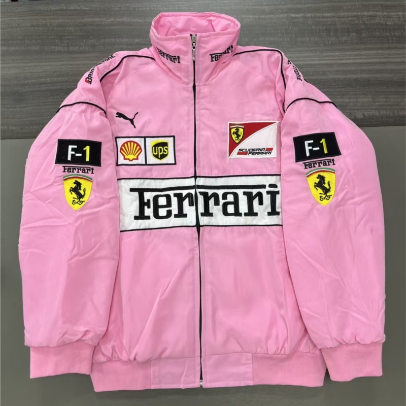 Cotton-padded Embroidered Racing Jacket Ferrari F1 Ferrari Racing Jacket Motorcycle jacket for Men