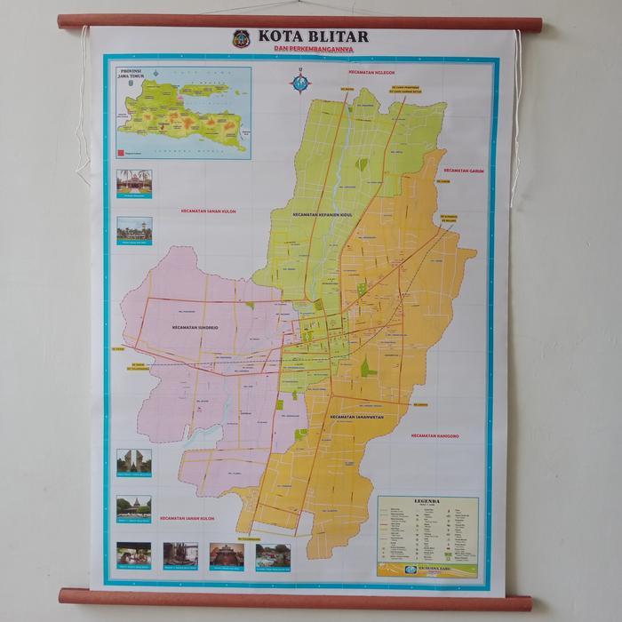 Peta Kota Blitar Bingkai Kayu