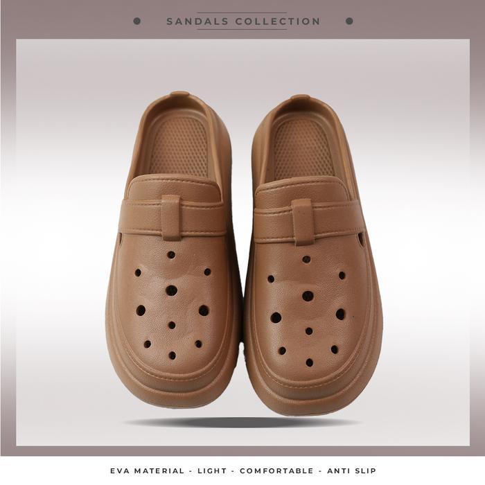 Sandal Sepatu Sandal Selop Wanita Karet Jelly Kekinian Motif Polos Sandal Selop Sandal Daily Anti