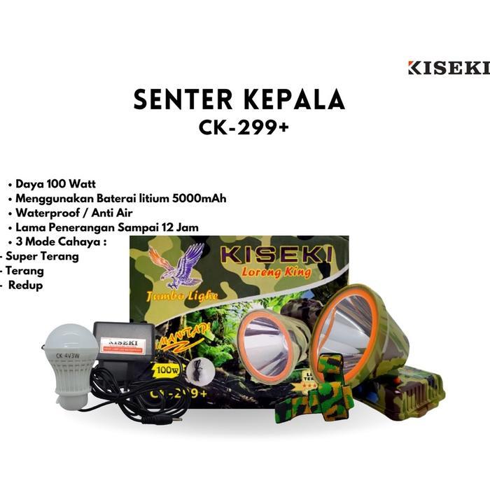 Kiseki Senter Kepala Led Ck-299+ 100Watt Led Waterproof Headlamp Senter Kepala KISEKI 100 WATT BODY