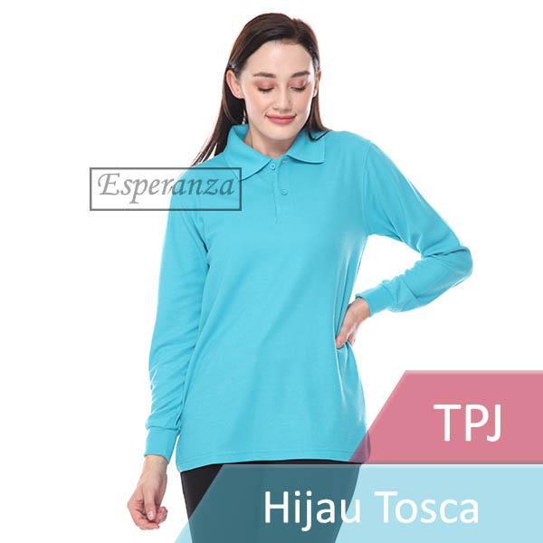 Kaos Polo Shirt Polos Tangan Panjang Esperanza Hijau Tosca Wanita Pria Pique Kaus Kerah Dewasa