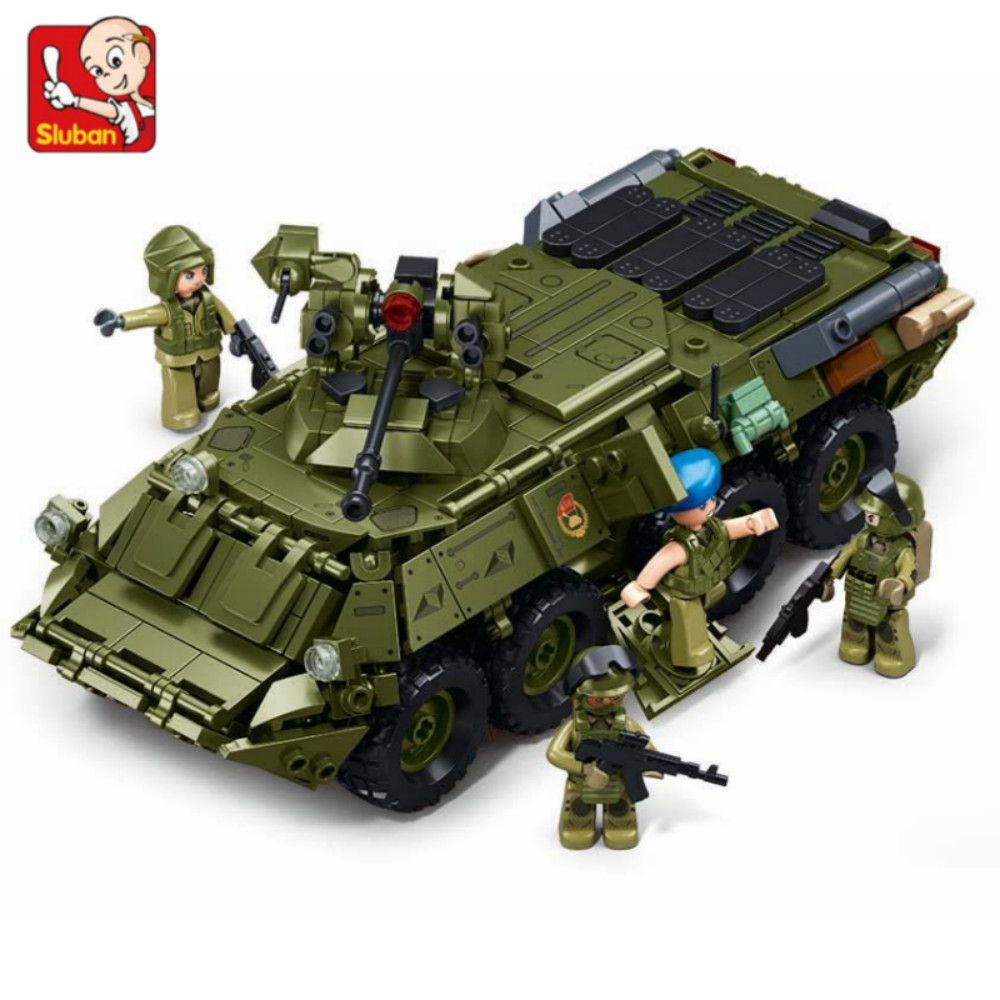 NEW Sluban 611PCS Military BTR-80AS IFV Armored Personnel Carrier Building Blocks Kit Model Bricks