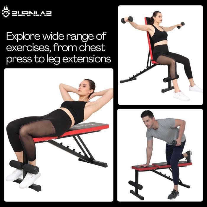 BURNLAB Adjustable Gym Bench Bench Press Fitness Kursi Gym Fitness Bench Chair Dumbbell BenchAlat