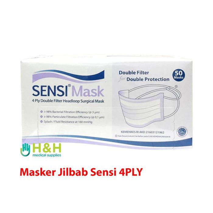 Ready Masker Jilbab Sensi / Masker Hijab Sensi / Masker Headloop Sensi