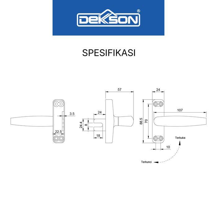 Dekkson Espanyolet Handle Jendela Alumunium Epl Al 874A Putih
