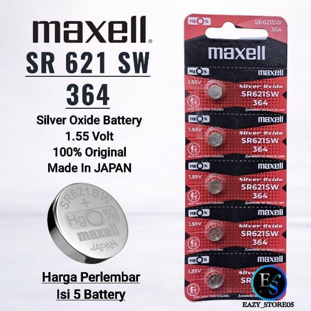 Baterai SR621SW Original Maxell Silver Oxide Batre SR621 364 SR621SW Maxell Lembaran