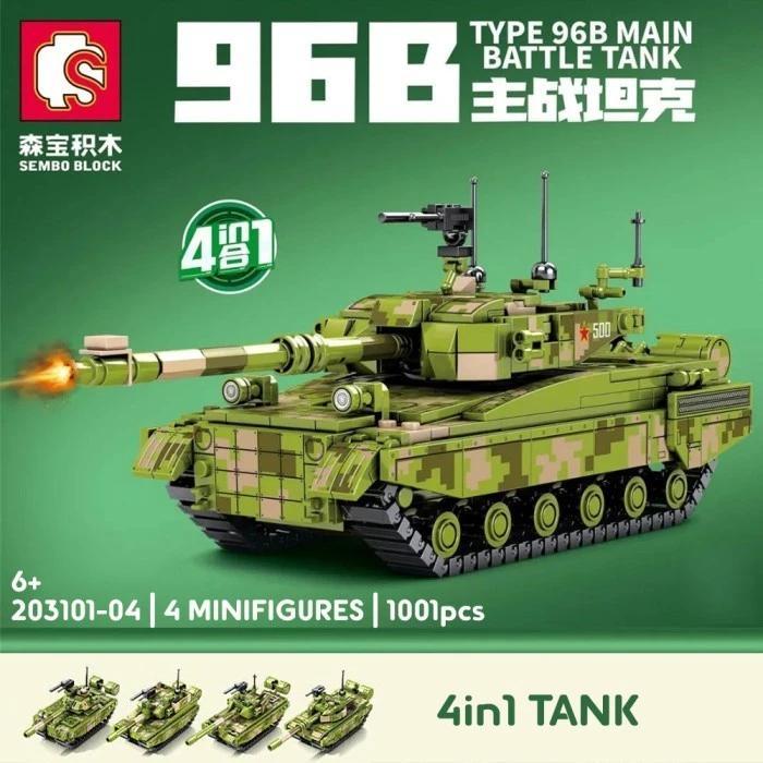 Ohsome - Sembo Type 96B Military Battle Tank Set (4-In-1) / Block Mainan Rakit Brick Blok Susun Tank