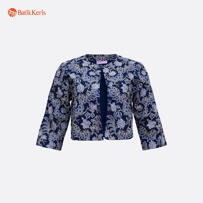 Batik Keris Outer Batik 3/4 Motif Keris Binar Dedaunan - Navy