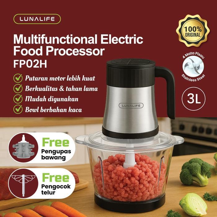 Cosmos - Food Chopper Fp02H Chopper Kaca 3L Penggiling Daging Multifungsi 300Watt Pisau Dapat