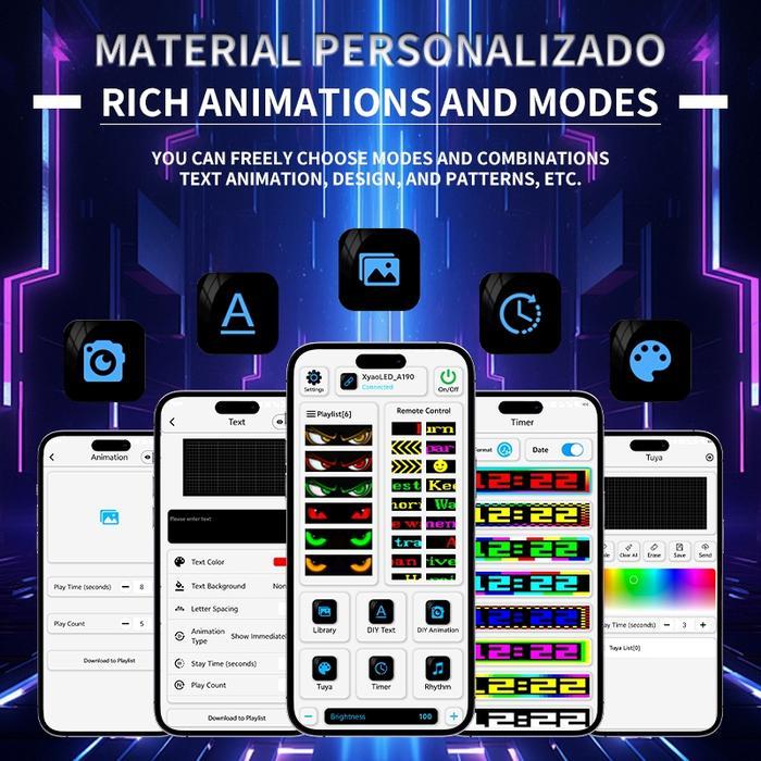 Premium Led Flexible Portable Screen Matrix Running Text Animasi Mata Panel Usb Fleksibel Ultra