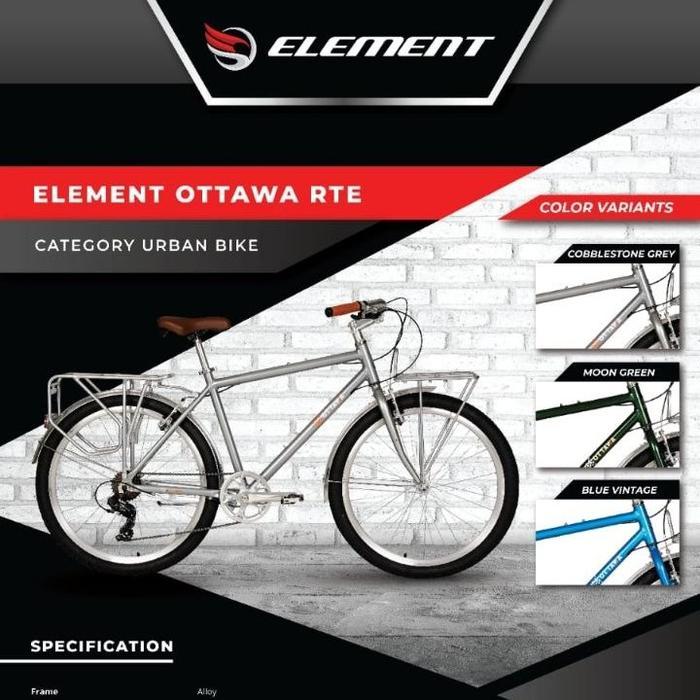 Sepeda Commuter ELEMENT OTTAWA // OTTAWA RTE NEW 26 Inch Urban Classic City Bike - Grey ( RTE )