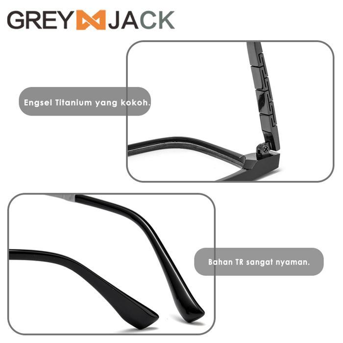 Premium Grey Jack Frame Kacamata Bahan Titanium Ringan Kokoh Styles 15211 Original