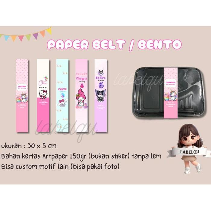 BENTO BELT BIRTHDAY PAPERBELT BIRTHDAY LABEL ULTAH LABEL BOX NASI SEGEL BENTO MOTIF CUSTOM