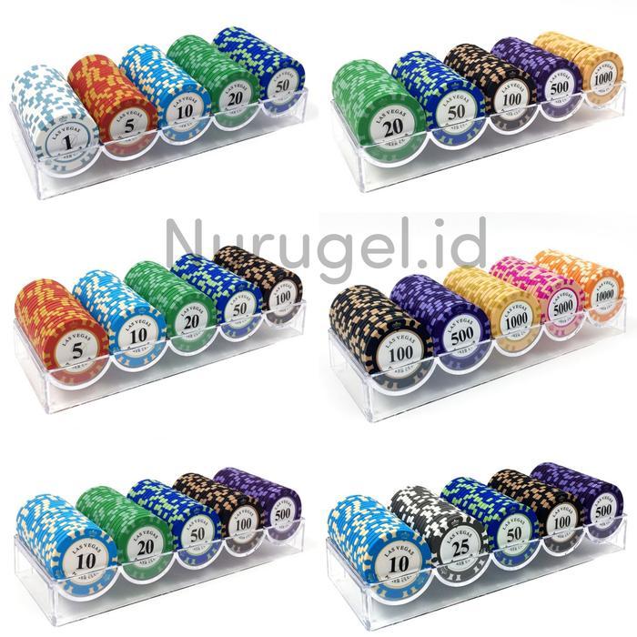Poker Chip Set 100 Pcs + Acrylic Box #Gratisongkir