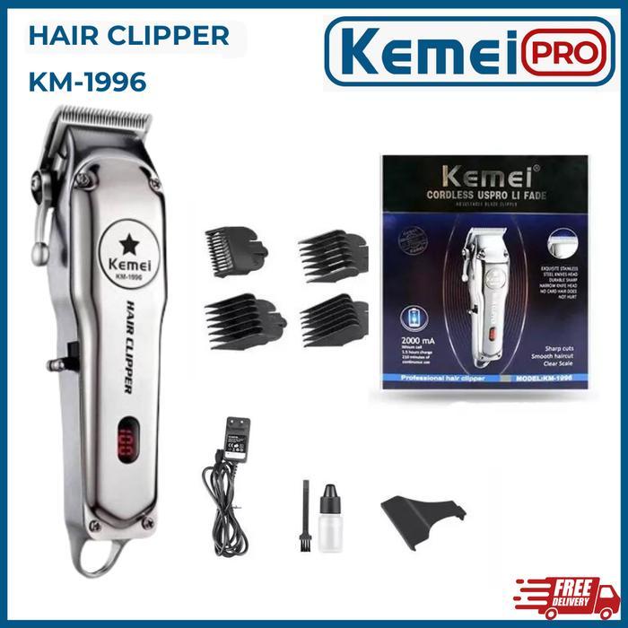 Kemei 1996 Alat Cukur Listrik Kemei 1996 Bisa Cas Body Metal Km-1996 Professional Clipper Mesin