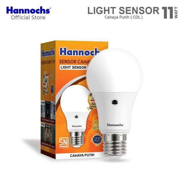 HANNOCHS LAMPU LED LIGHT SENSOR 11 WATT CAHAYA PUTIH (PAKET 3PCS)