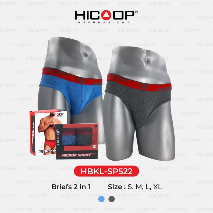 Hicoop - Sport Underwear Brief - Celana Dalam Sport Pria - Sport Series - Biru/Abu - Isi 2 Pcs -