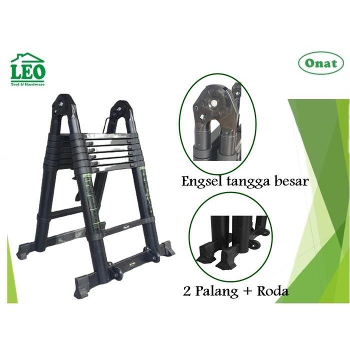 Tangga Double A Teleskopik Telescopic 2,2 X 2,2 4,4 M Ladder Aluminium Black Onat Pasti Ori
