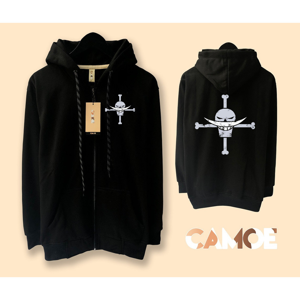 Jaket Hoodie Zipper Anime One Piece Whitebeard Shirohige Pirate