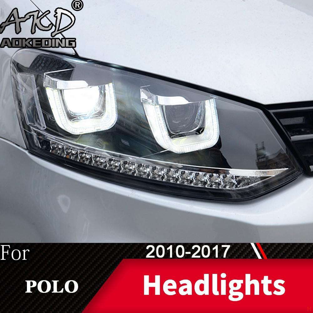 . Headlight For Vw Polo Tsi 2011-2018 Car Led Drl Hella -