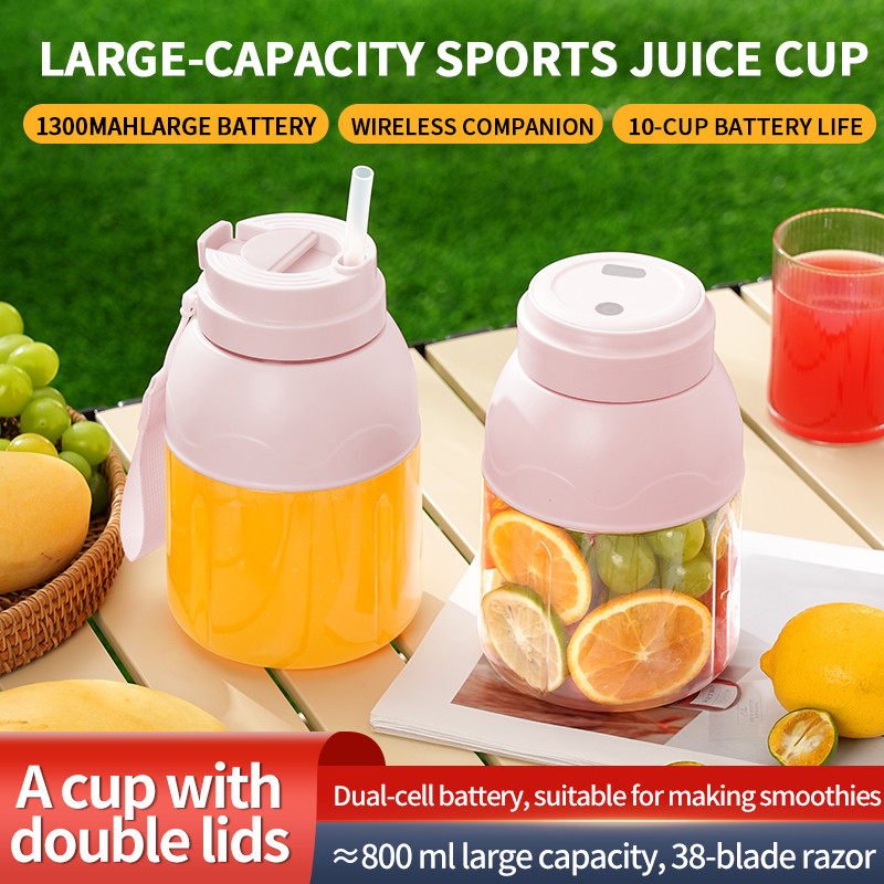 1 set of electric juicer, milkshake machine, juicer, 800ml portable drum rechargeable electric