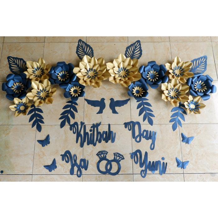 READY paperflower backdrop ready dekorasi tunangan lamaran background engagement wedding tukar