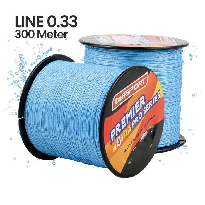 Premier Pro Series Benang Pancing Braided Thick 0.33mm 300M - Blue, benang PE 0.33mm kekuatan 18kg