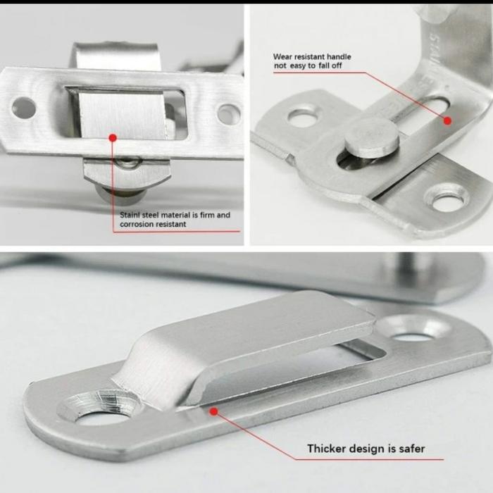 "New" Grendel Sudut Kait Pintu Geser / Slot Pintu Jendela Stainless Steel