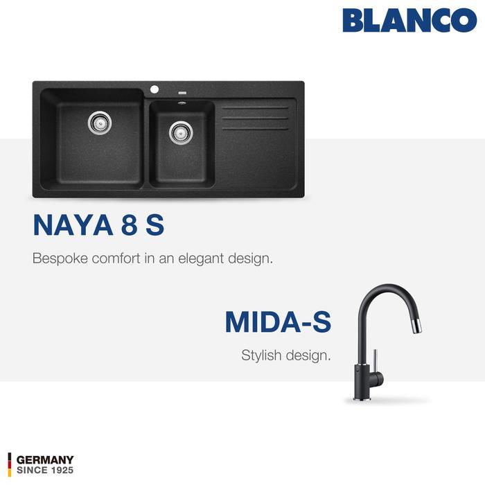 ` Kitchen Sink Bak Cuci Piring Granit 2 Lubang Sayap BLANCO Silgranit NAYA 8S - Paket Kitchen Sink