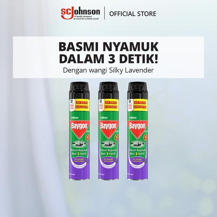 ` Baygon Aerosol Silky Lavender 750ml x3