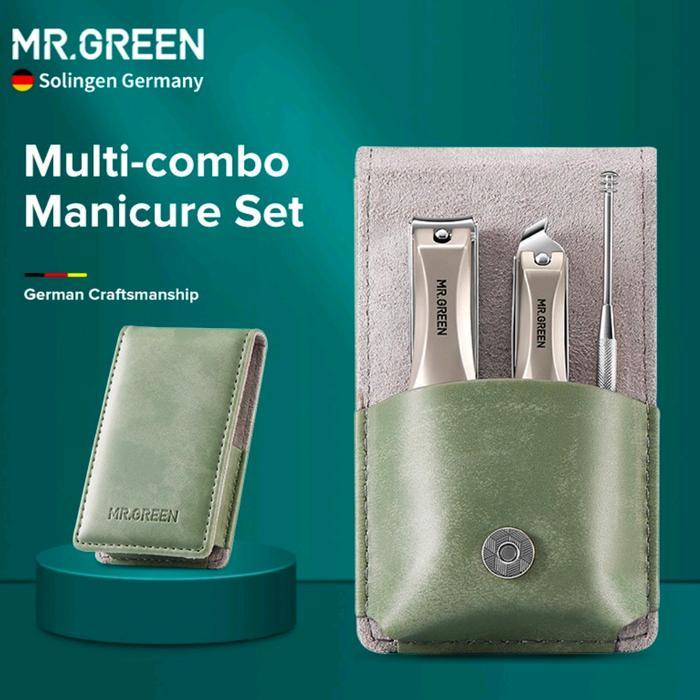 READY MR.GREEN Manicure Set Stainless Portable Nail Clipper Emerald Green