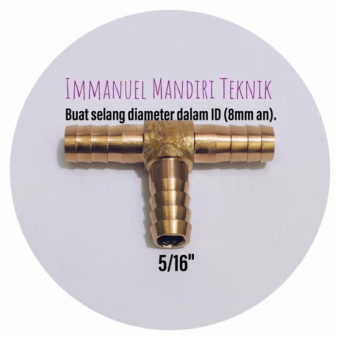 Tee Selang 5/16 Kuningan / Sambungan Selang Cabang 3 / T Selang 8Mm